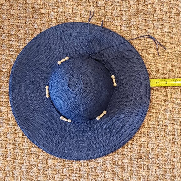 Panama Jack Navy Paper Braid Sun Hat with Beads - Picture 11 of 11